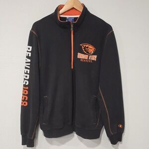 Champion Oregon State Beavers 1/4 Zip Sweatshirt Men's Large Orange OSU Pullover